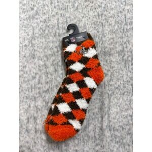 NFL Cleveland Browns Fuzzy Socks For Bare Feet Orange Brown Diamond Argyle OSFM